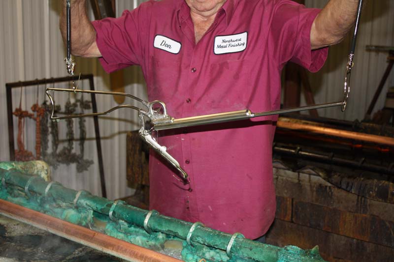 Assembled gun being nickel plated